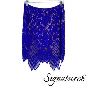 Signature8 Neon Blue Lace Skirt NWT